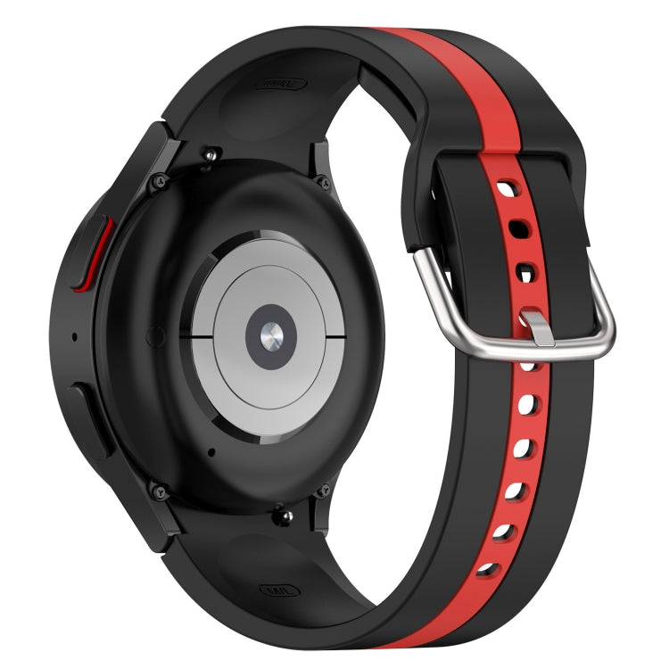 For Samsung Galaxy Watch FE 40mm Two Color Stripe Silicone Watch Band(Black Red) - free shipping - PMc TechLife - Order now!
