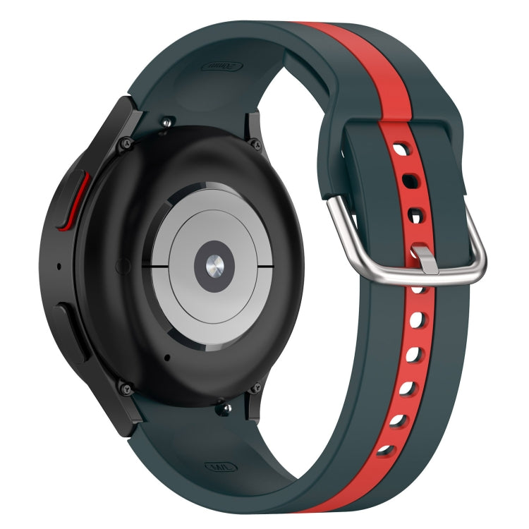 For Samsung Galaxy Watch 7 40 / 44mm Two Color Stripe Silicone Watch Band(Dark Green Red) - free shipping - PMc TechLife - Order now!