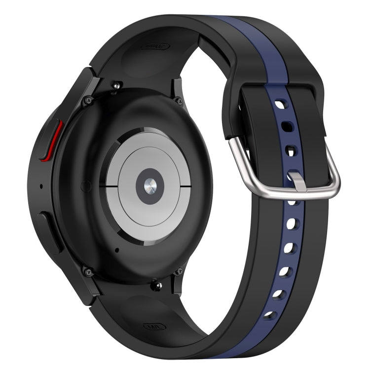 For Samsung Galaxy Watch 7 40 / 44mm Two Color Stripe Silicone Watch Band(Black Blue) - free shipping - PMc TechLife - Order now!