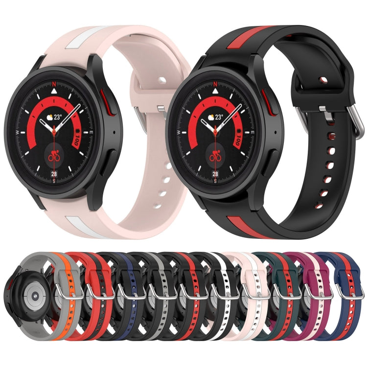 For Samsung Galaxy Watch FE 40mm Two Color Stripe Silicone Watch Band(Wine Red Pink) - free shipping - PMc TechLife - Order now!
