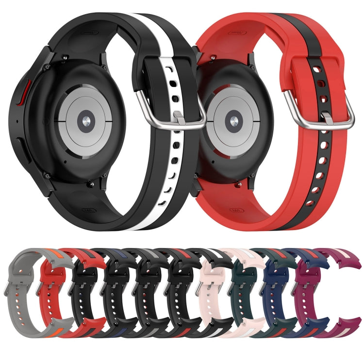 For Samsung Galaxy Watch FE 40mm Two Color Stripe Silicone Watch Band(Blue Red) - free shipping - PMc TechLife - Order now!