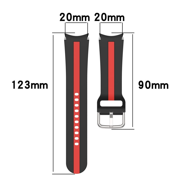 For Samsung Galaxy Watch FE 40mm Two Color Stripe Silicone Watch Band(Red Black) - free shipping - PMc TechLife - Order now!
