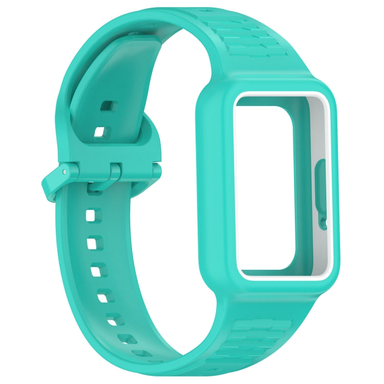 For  Huawei Band 9 NFC Two Color Frame Integrated Silicone Watch Band(Cyan) - Watch Bands by PMc TechLife | Online Shopping South Africa | PMc TechLife | Buy Now Pay Later Mobicred