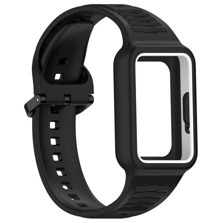 For  Huawei Band 9 NFC Two Color Frame Integrated Silicone Watch Band(Black) - free shipping - PMc TechLife - Order now!