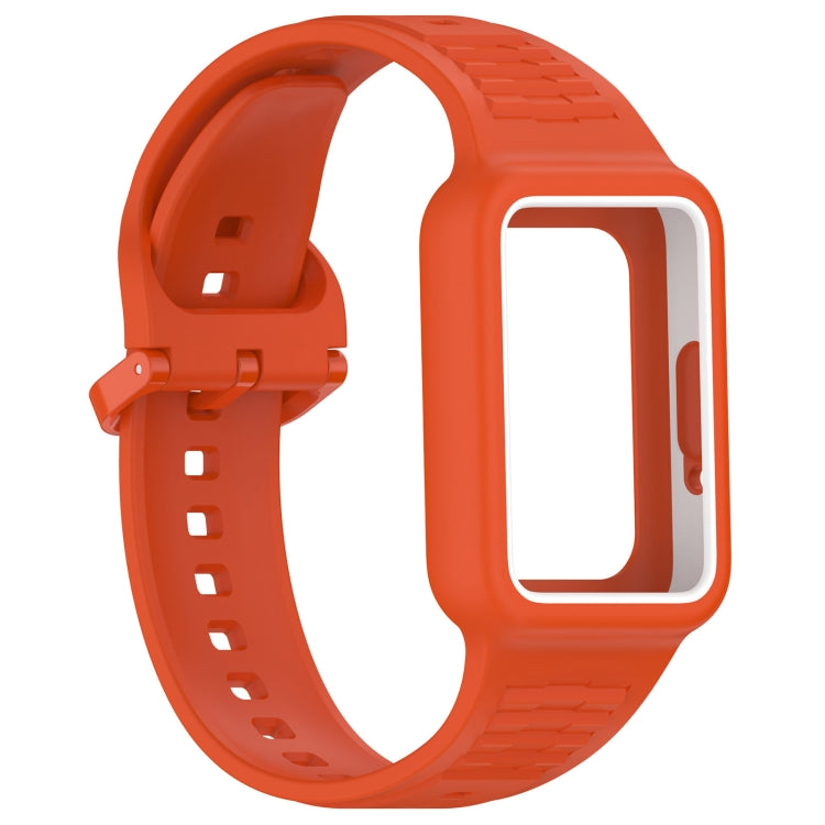 For  Huawei Band 8 NFC Two Color Frame Integrated Silicone Watch Band(Orange) - free shipping - PMc TechLife - Order now!
