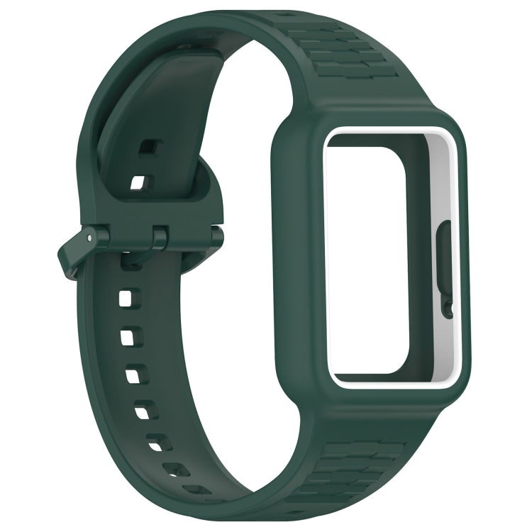 For  Huawei Band 8 NFC Two Color Frame Integrated Silicone Watch Band(Dark Green) - Watch Bands by PMc TechLife | Online Shopping South Africa | PMc TechLife | Buy Now Pay Later Mobicred