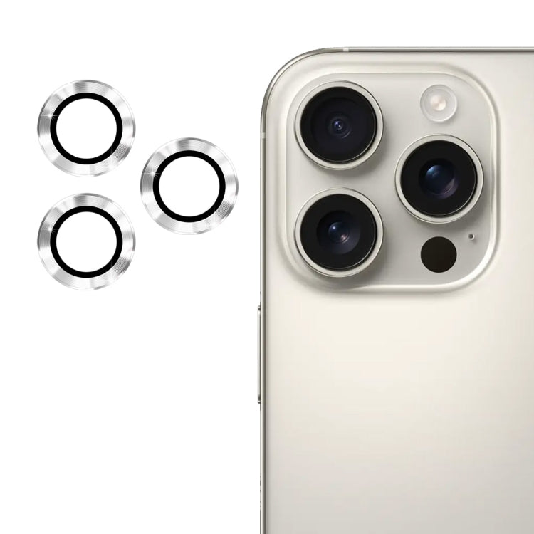 For iPhone 16 Pro / 16 Pro Max ENKAY 9H Rear Lens Aluminium Alloy Tempered Glass Film(Silver) - iPhone 16 Pro Max Tempered Glass by ENKAY | Online Shopping South Africa | PMC TechLife | Buy Now Pay Later Mobicred
