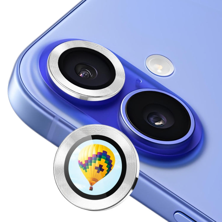 For iPhone 16 / 16 Plus ENKAY Hat-Prince AR 9H Rear Lens Aluminium Alloy Tempered Glass Film(Silver) - iPhone 16 Tempered Glass by ENKAY | Online Shopping South Africa | PMC TechLife | Buy Now Pay Later Mobicred