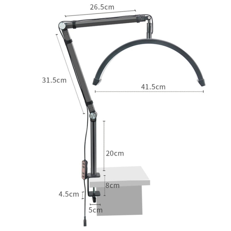 HD-M3X Pro 16 inch Adjustable Brightness Beauty Light Half Moon Light Eyelash Tech Lamp, Plug:AU Plug(Black) - Selfie Light by PMC TechLife | Online Shopping South Africa | PMC TechLife | Buy Now Pay Later Mobicred