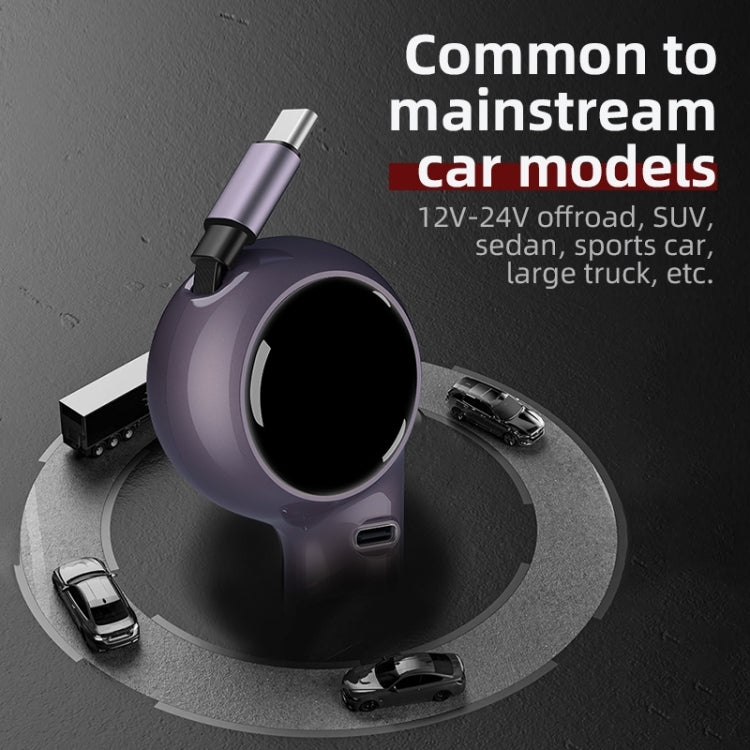 K2 With 60W Type-C Retractable Cable Type-C Port Phone Fast Charging Adapter Car Charger - Car Charger by PMC TechLife | Online Shopping South Africa | PMC TechLife | Buy Now Pay Later Mobicred