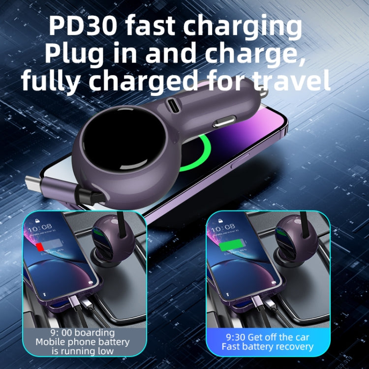 K2 With 60W Type-C Retractable Cable Type-C Port Phone Fast Charging Adapter Car Charger - Car Charger by PMC TechLife | Online Shopping South Africa | PMC TechLife | Buy Now Pay Later Mobicred