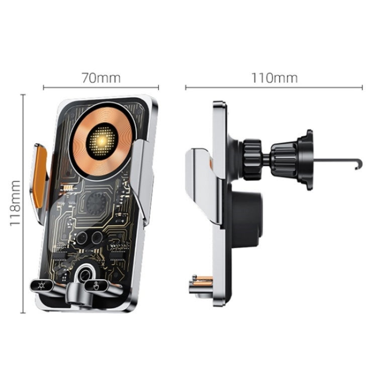 C1 Car Wireless 66W Fast Charger Phone Holder Infrared Sensor Punk Style(Black) - Car Charger by PMC TechLife | Online Shopping South Africa | PMC TechLife | Buy Now Pay Later Mobicred