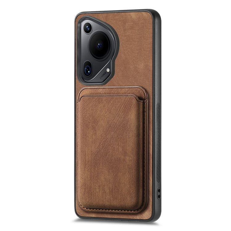For Huawei Pura 70 Retro Leather Card Bag Magnetic Phone Case(Brown) - free shipping - PMC Jewellery - Order now!