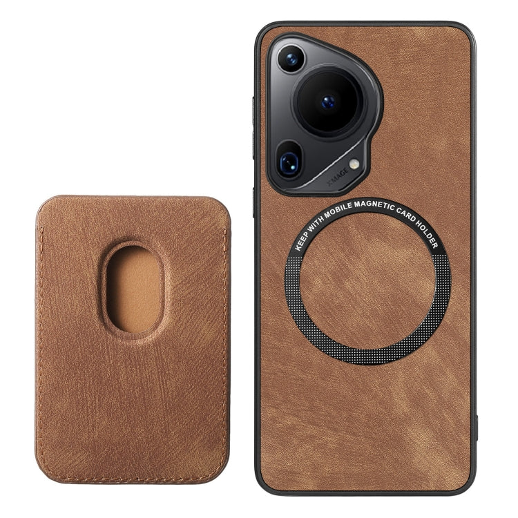 For Huawei Pura 70 Retro Leather Card Bag Magnetic Phone Case(Brown) - free shipping - PMC Jewellery - Order now!