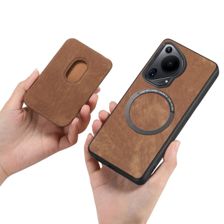 For Huawei Pura 70 Retro Leather Card Bag Magnetic Phone Case(Brown) - free shipping - PMC Jewellery - Order now!