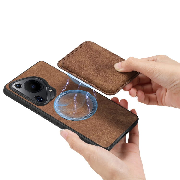 For Huawei Pura 70 Retro Leather Card Bag Magnetic Phone Case(Brown) - free shipping - PMC Jewellery - Order now!