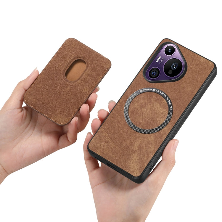 For Huawei Pura 70 Pro Retro Leather Card Bag Magnetic Phone Case(Brown) - free shipping - PMC Jewellery - Order now!
