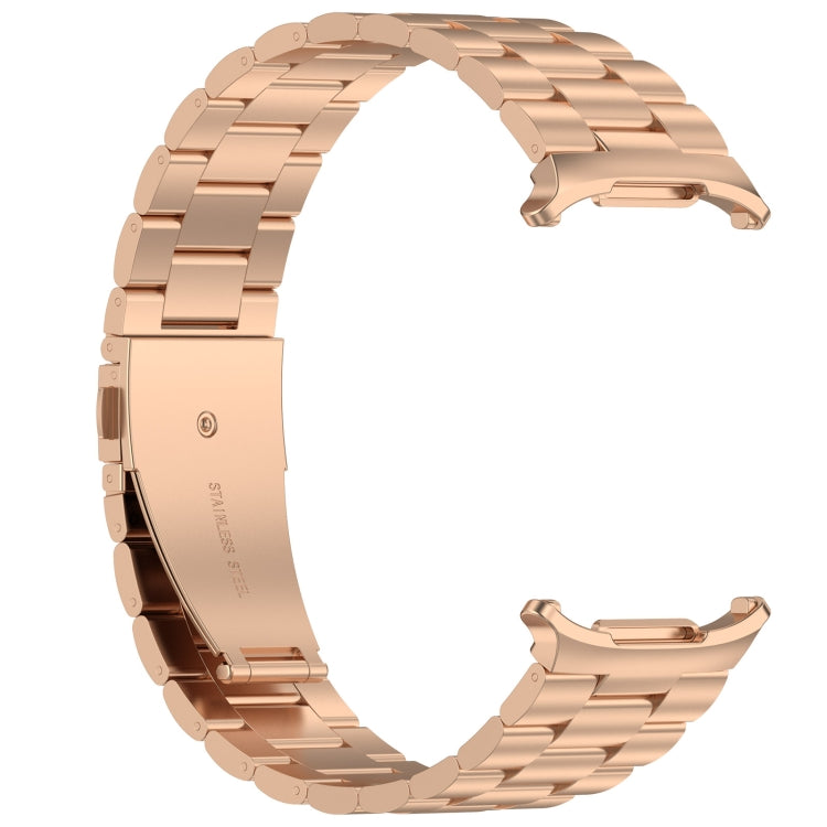 For Samsung Galaxy Watch Ultra 47mm Three Beads Stainless Steel Metal Watch Band(Rose Gold) - free shipping - PMC TechLife - Order now!