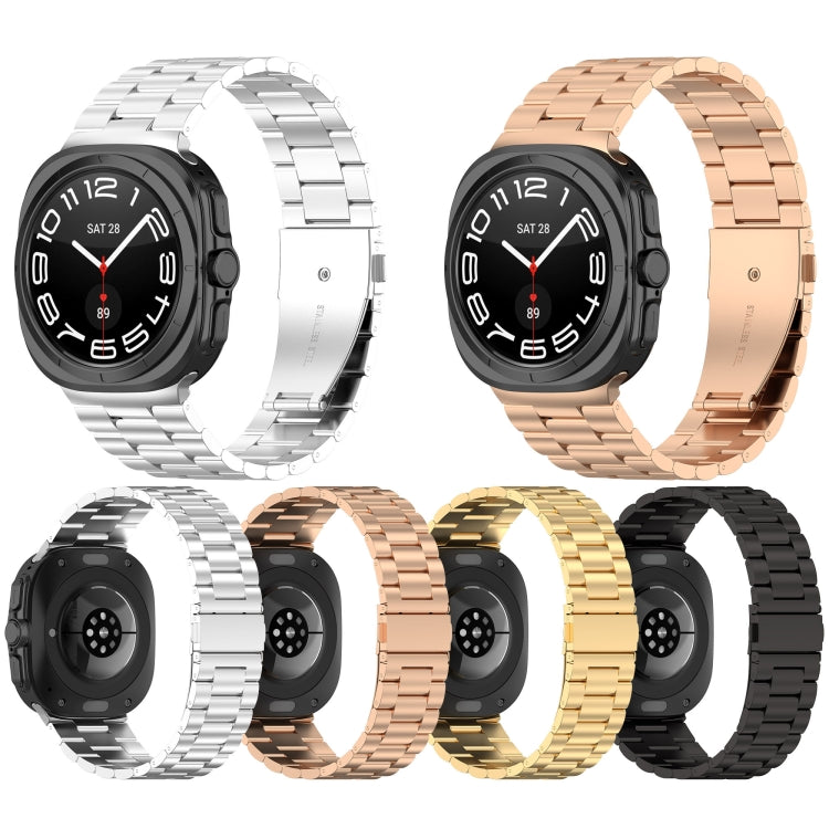 For Samsung Galaxy Watch Ultra 47mm Three Beads Stainless Steel Metal Watch Band(Gold) - free shipping - PMC TechLife - Order now!