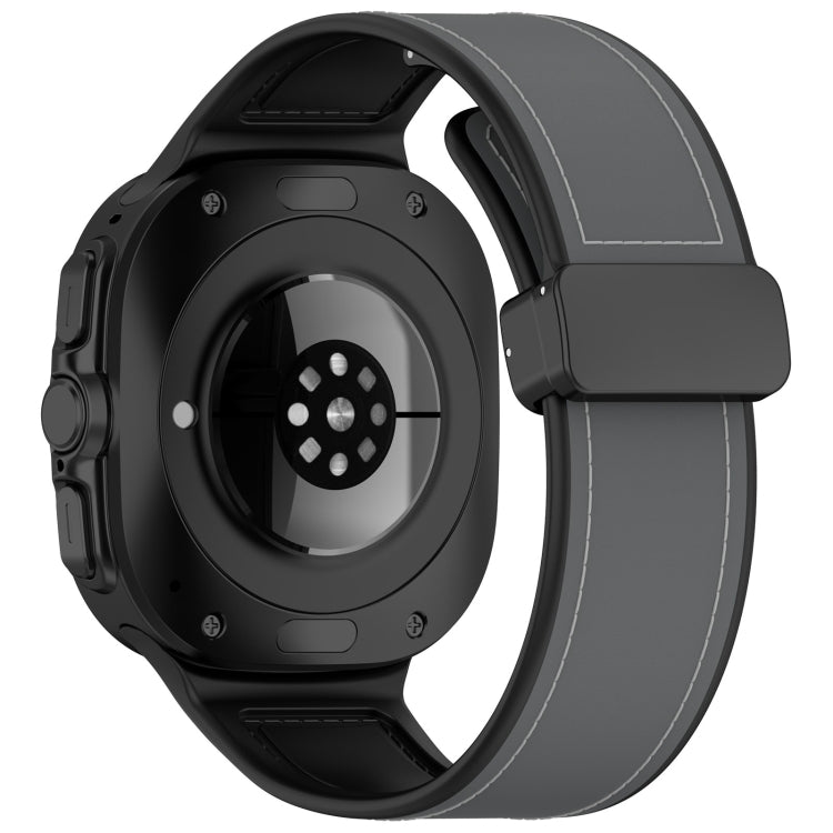 For Samsung Galaxy Watch Ultra 47mm Magnetic Folding Buckle Silicone Leather Watch Band(Gray) - Watch Bands by PMC TechLife | Online Shopping South Africa | PMC TechLife | Buy Now Pay Later Mobicred