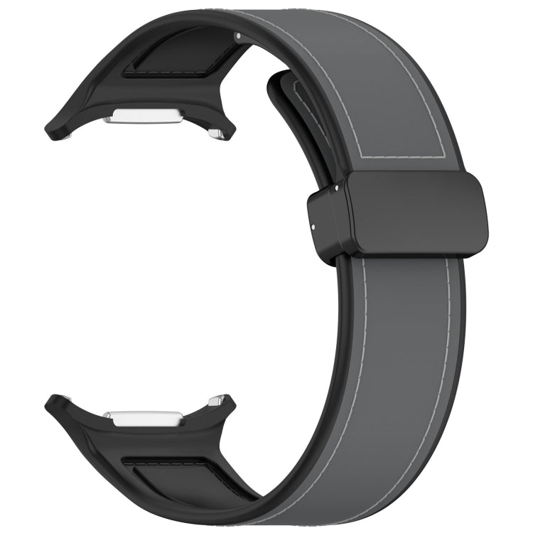 For Samsung Galaxy Watch Ultra 47mm Magnetic Folding Buckle Silicone Leather Watch Band(Gray) - Watch Bands by PMC TechLife | Online Shopping South Africa | PMC TechLife | Buy Now Pay Later Mobicred