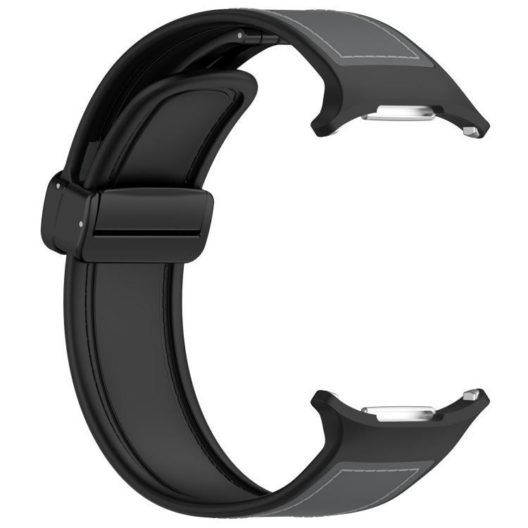 For Samsung Galaxy Watch Ultra 47mm Magnetic Folding Buckle Silicone Leather Watch Band(Gray) - Watch Bands by PMC TechLife | Online Shopping South Africa | PMC TechLife | Buy Now Pay Later Mobicred