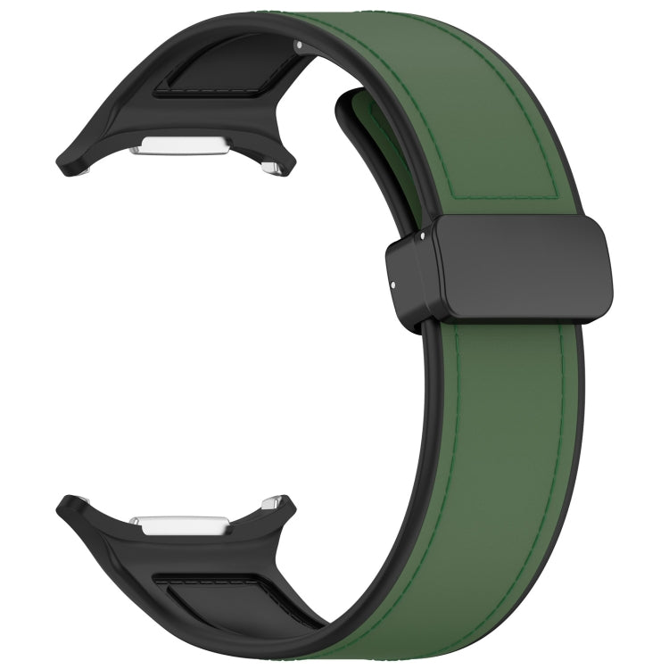 For Samsung Galaxy Watch Ultra 47mm Magnetic Folding Buckle Silicone Leather Watch Band(Green) - Watch Bands by PMC TechLife | Online Shopping South Africa | PMC TechLife | Buy Now Pay Later Mobicred
