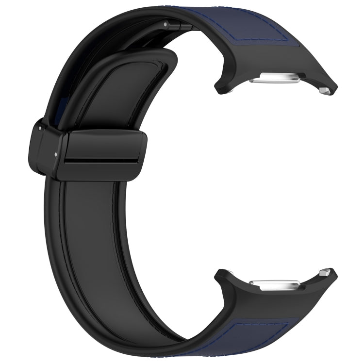 For Samsung Galaxy Watch Ultra 47mm Magnetic Folding Buckle Silicone Leather Watch Band(Dark Blue) - Watch Bands by PMC TechLife | Online Shopping South Africa | PMC TechLife | Buy Now Pay Later Mobicred