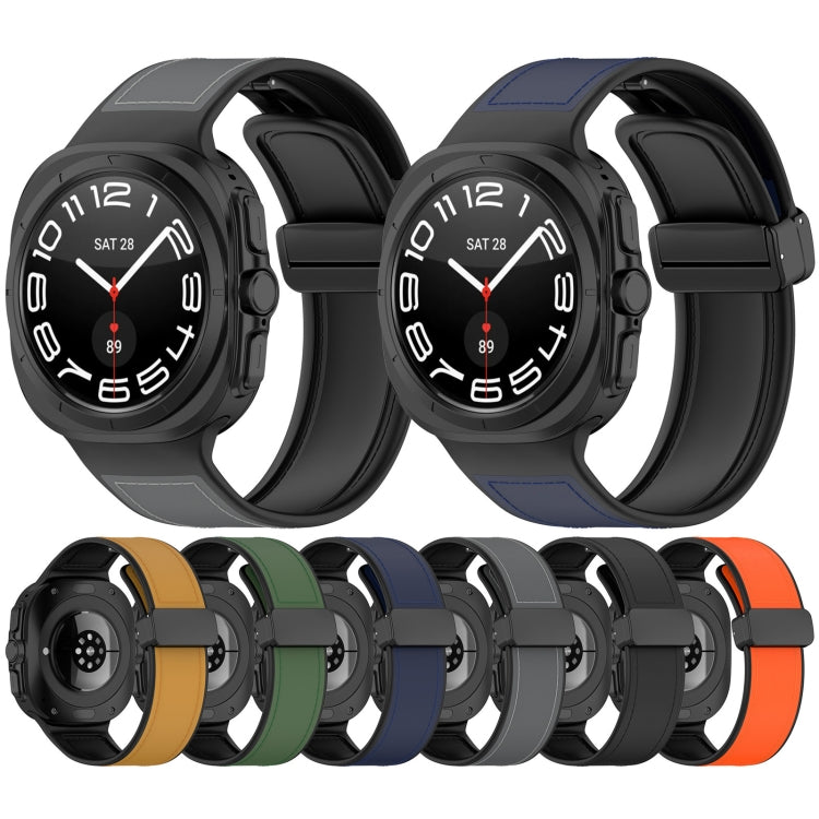 For Samsung Galaxy Watch Ultra 47mm Magnetic Folding Buckle Silicone Leather Watch Band(Dark Blue) - Watch Bands by PMC TechLife | Online Shopping South Africa | PMC TechLife | Buy Now Pay Later Mobicred