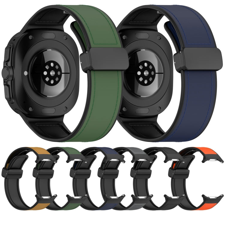 For Samsung Galaxy Watch Ultra 47mm Magnetic Folding Buckle Silicone Leather Watch Band(Green) - Watch Bands by PMC TechLife | Online Shopping South Africa | PMC TechLife | Buy Now Pay Later Mobicred