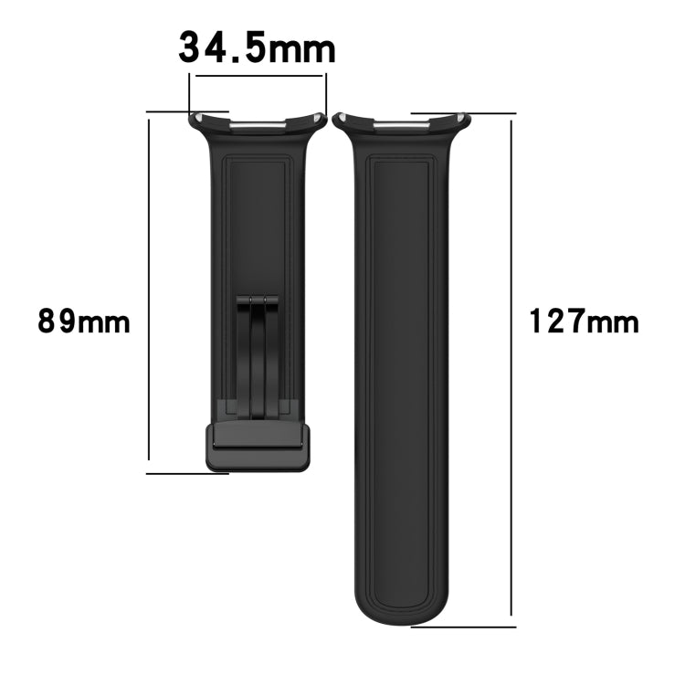 For Samsung Galaxy Watch Ultra 47mm Magnetic Folding Buckle Silicone Leather Watch Band(Black) - Watch Bands by PMC TechLife | Online Shopping South Africa | PMC TechLife | Buy Now Pay Later Mobicred