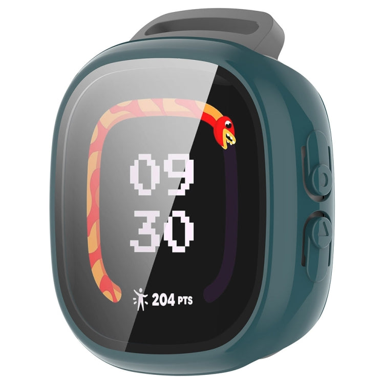 For Fitbit Ace LTE  PC + Tempered Glass Film Integrated Watch Protective Case(Pine Green) - Watch Cases by PMC TechLife | Online Shopping South Africa | PMC TechLife | Buy Now Pay Later Mobicred