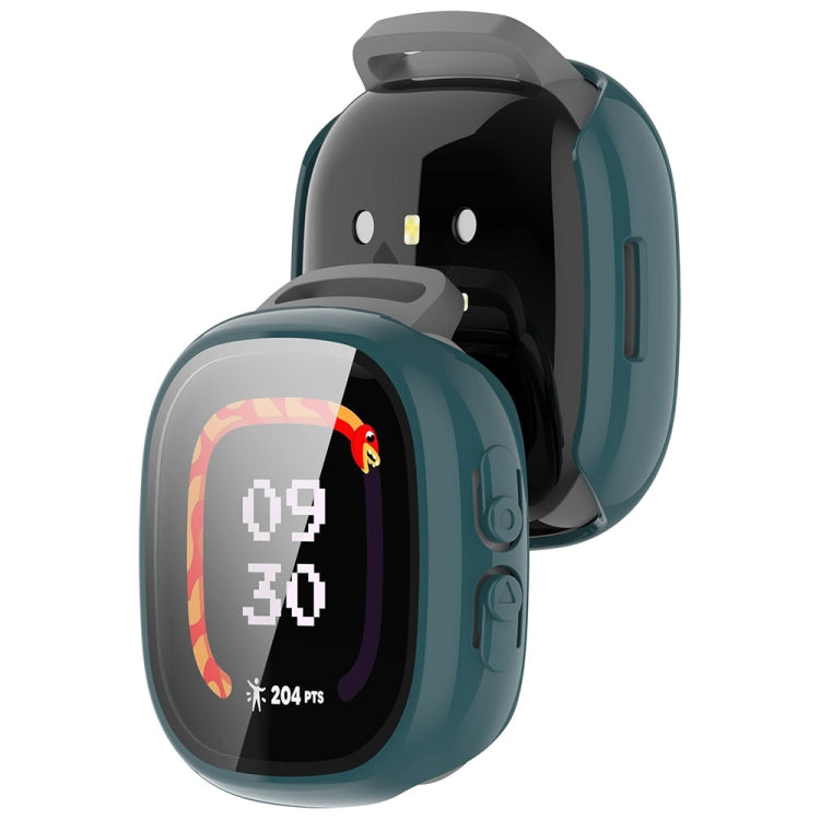 For Fitbit Ace LTE  PC + Tempered Glass Film Integrated Watch Protective Case(Pine Green) - Watch Cases by PMC TechLife | Online Shopping South Africa | PMC TechLife | Buy Now Pay Later Mobicred
