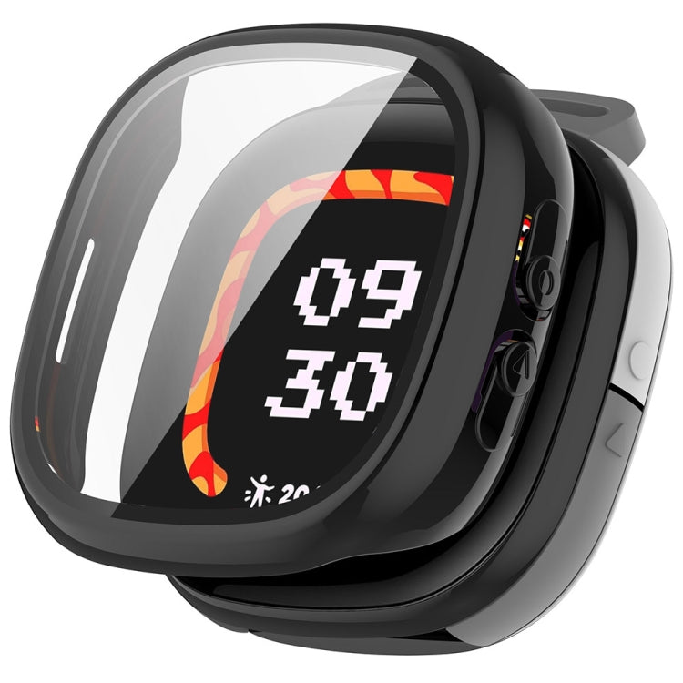 For Fitbit Ace LTE  PC + Tempered Glass Film Integrated Watch Protective Case(Black) - Watch Cases by PMC TechLife | Online Shopping South Africa | PMC TechLife | Buy Now Pay Later Mobicred