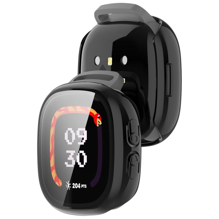 For Fitbit Ace LTE  PC + Tempered Glass Film Integrated Watch Protective Case(Black) - Watch Cases by PMC TechLife | Online Shopping South Africa | PMC TechLife | Buy Now Pay Later Mobicred