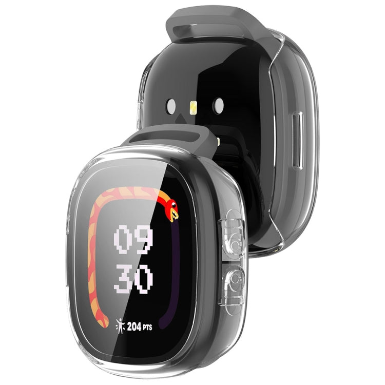 For Fitbit Ace LTE  PC + Tempered Glass Film Integrated Watch Protective Case(Transparent White) - Watch Cases by PMC TechLife | Online Shopping South Africa | PMC TechLife | Buy Now Pay Later Mobicred