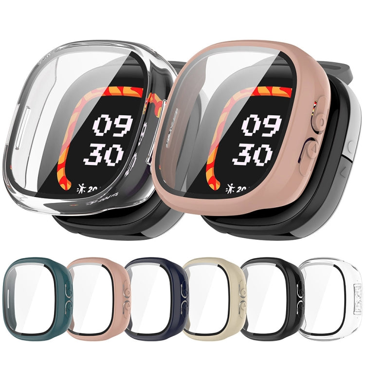 For Fitbit Ace LTE  PC + Tempered Glass Film Integrated Watch Protective Case(Sakura Pink) - Watch Cases by PMC TechLife | Online Shopping South Africa | PMC TechLife | Buy Now Pay Later Mobicred
