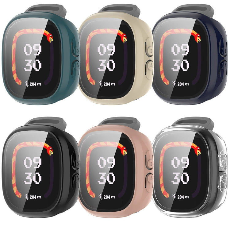 For Fitbit Ace LTE  PC + Tempered Glass Film Integrated Watch Protective Case(Ivory White) - Watch Cases by PMC TechLife | Online Shopping South Africa | PMC TechLife | Buy Now Pay Later Mobicred