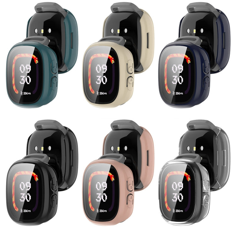 For Fitbit Ace LTE  PC + Tempered Glass Film Integrated Watch Protective Case(Pine Green) - Watch Cases by PMC TechLife | Online Shopping South Africa | PMC TechLife | Buy Now Pay Later Mobicred