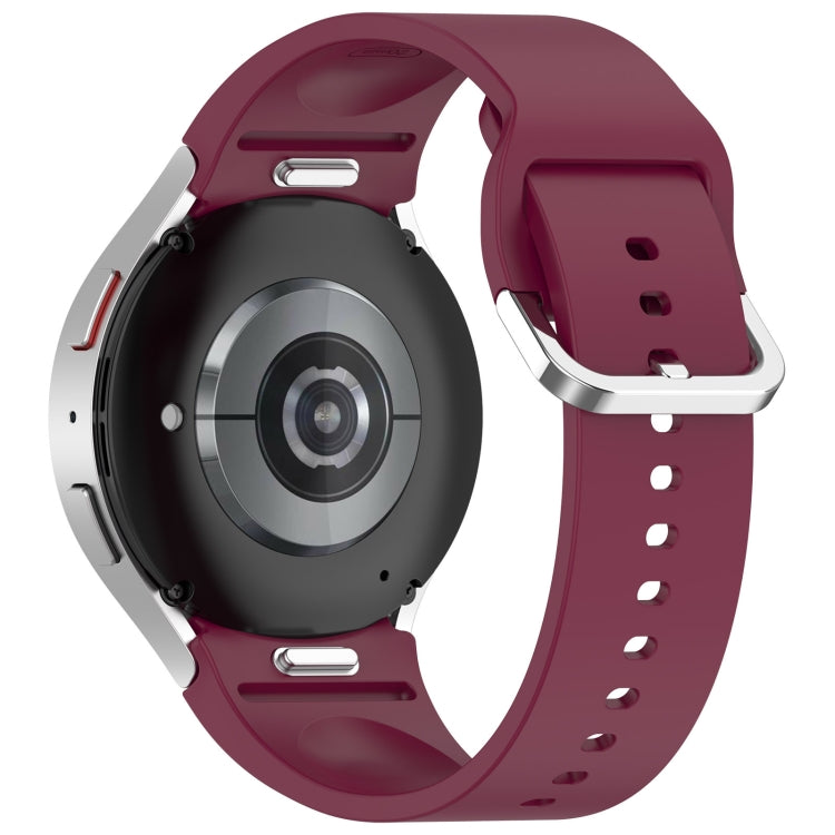 For Samsung Galaxy Watch7 40 / 44mm Solid Color Silver Buckle Quick Release Silicone Watch Band(Wine Red) - free shipping - PMC TechLife - Order now!