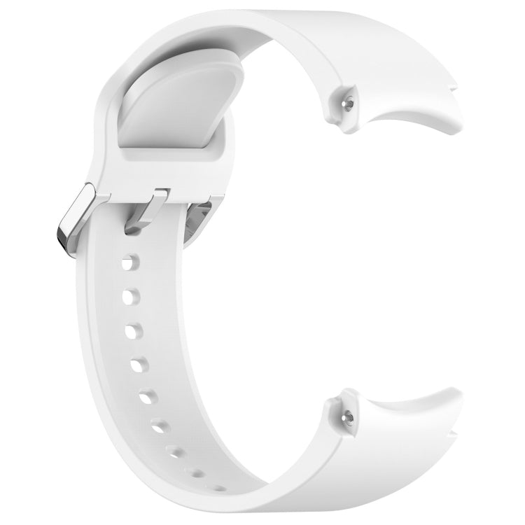 For Samsung Galaxy Watch7 40 / 44mm Solid Color Silver Buckle Quick Release Silicone Watch Band(White) - free shipping - PMC TechLife - Order now!