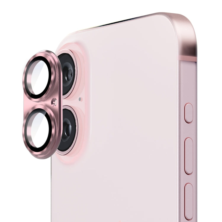 For iPhone 16 / 16 Plus ENKAY Anti-reflection Camera Lens Aluminium Alloy Tempered Glass Film(Pink) - iPhone 16 Plus Tempered Glass by ENKAY | Online Shopping South Africa | PMC Jewellery | Buy Now Pay Later Mobicred