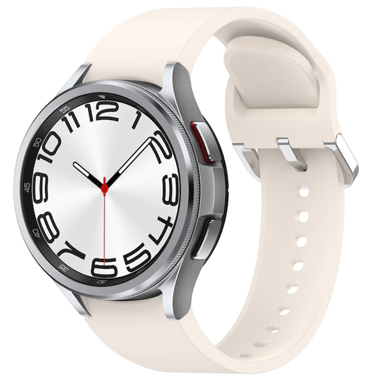 For Samsung Galaxy Watch 6 Classic 47mm Solid Color Silver Buckle Quick Release Silicone Watch Band(Starlight) - free shipping - PMC TechLife - Order now!
