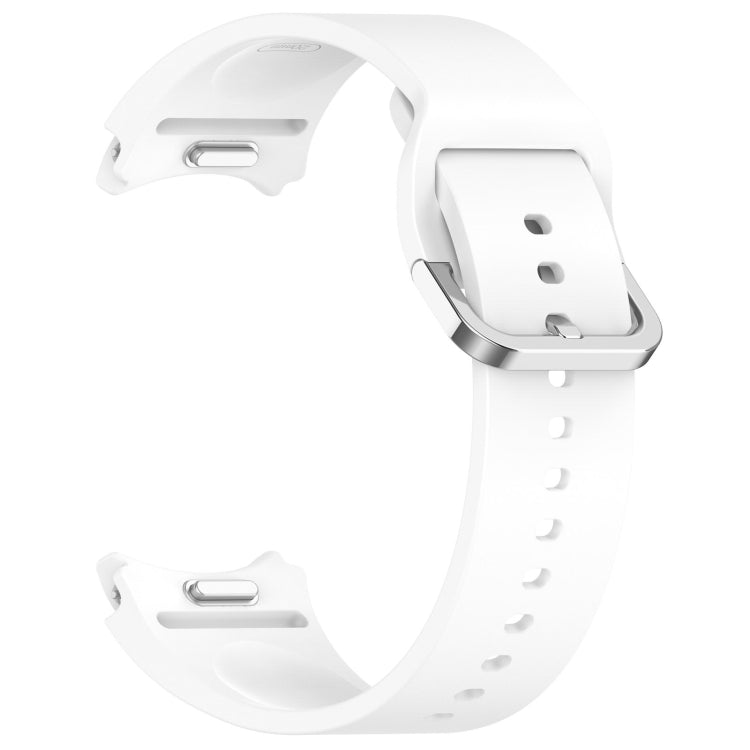 For Samsung Galaxy Watch 6 44mm Solid Color Silver Buckle Quick Release Silicone Watch Band(White) - free shipping - PMC TechLife - Order now!