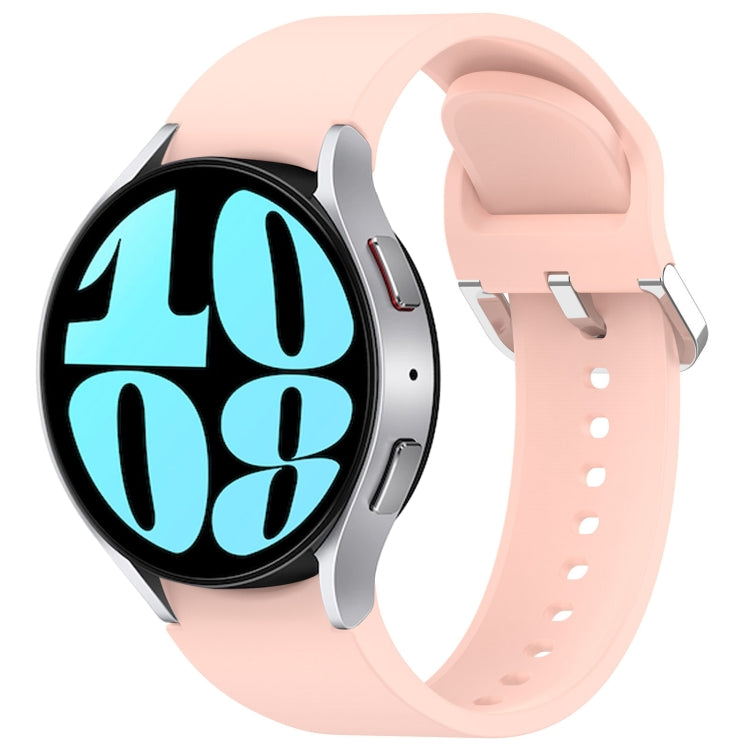 For Samsung Galaxy Watch 6 44mm Solid Color Silver Buckle Quick Release Silicone Watch Band(Pink) - free shipping - PMC TechLife - Order now!