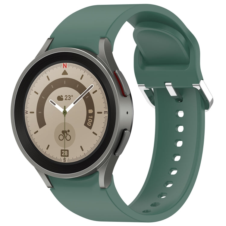 For Samsung Galaxy Watch 5 Pro  45mm Solid Color Silver Buckle Quick Release Silicone Watch Band(Green) - free shipping - PMC TechLife - Order now!
