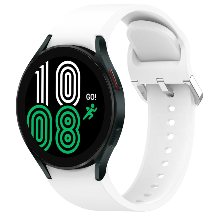 For Samsung Galaxy Watch 4 44mm Solid Color Silver Buckle Quick Release Silicone Watch Band(White) - free shipping - PMC TechLife - Order now!