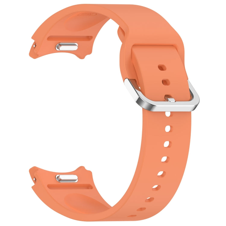 For Samsung Galaxy Watch 4 44mm Solid Color Silver Buckle Quick Release Silicone Watch Band(Orange) - free shipping - PMC TechLife - Order now!