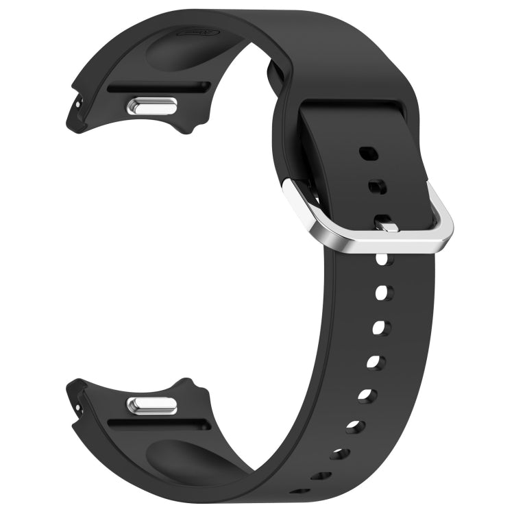 For Samsung Galaxy Watch 4 44mm Solid Color Silver Buckle Quick Release Silicone Watch Band(Black) - free shipping - PMC TechLife - Order now!