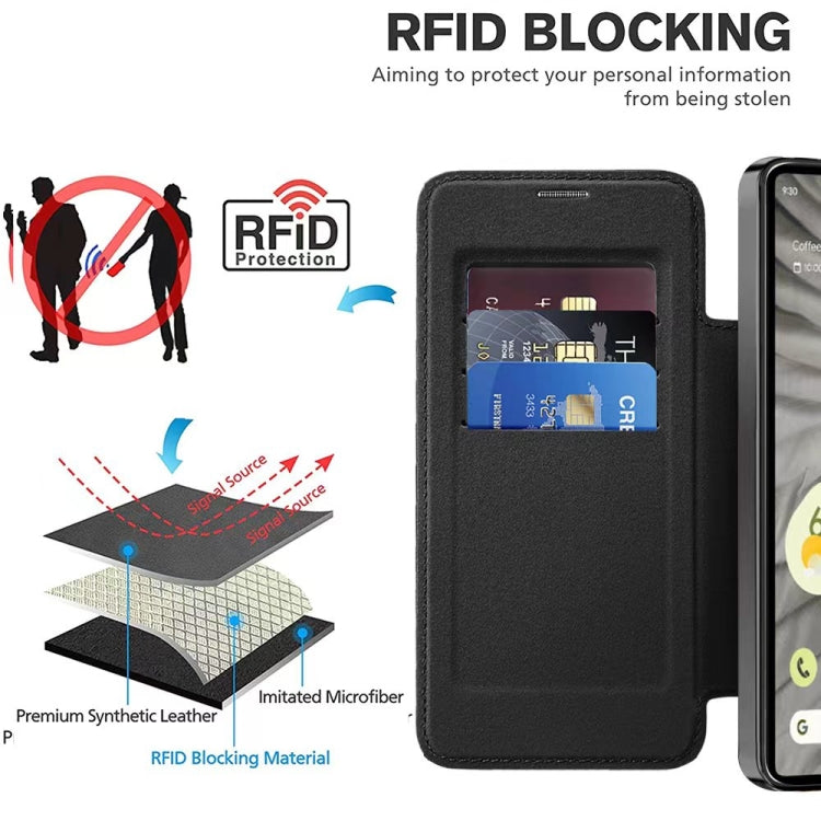 For Google  Pixel 8a Shield Magsafe RFID Anti-theft Rhombus Leather Phone Case(Pine Green) - Google Cases by PMC TechLife | Online Shopping South Africa | PMC TechLife | Buy Now Pay Later Mobicred